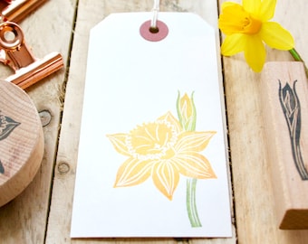 Daffodil Rubber Stamp - Daffodil - Daffodil Flower Stamp - Daffodil Bud Stamp - Daffodils - Hand Carved - Rubber Stamps - Little Stamp Store