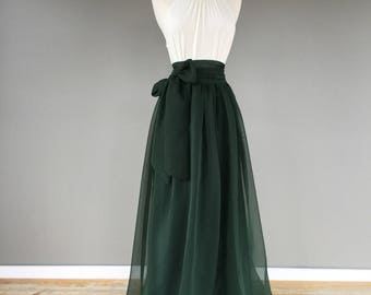 EMERALD chiffon skirt, any length and color Bridesmaid skirt, floor length, tea length, knee length empire waist chiffon skirt