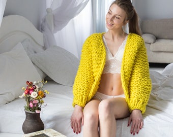 100% Merino Wool Chunky Cardigan, Chunky Knit Cardigan, Oversize Cardigan, 30+ colors