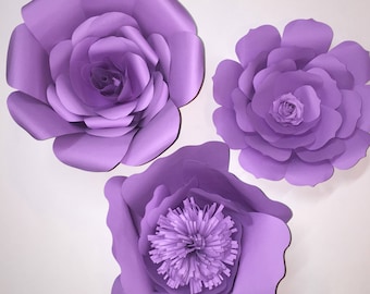 Set of 3 Paper Wall Flowers, Paper Flowers, Wedding Decor, Nursery Flowers, Home Decor, Card stock Flowers, Shower Decor, Photo Backdrops