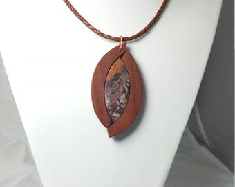 Jasper and Jarrah Wood Pendant - Natural Stone - Men, boys - JJWP1001