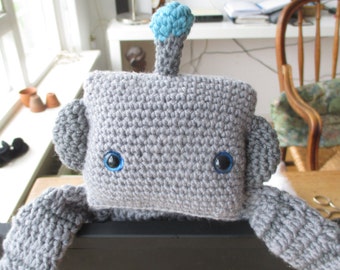 Robot ragdoll, Crochet robot lovey, Robot ‘security blanket’, Soft-toy for boy, Robot for toddler