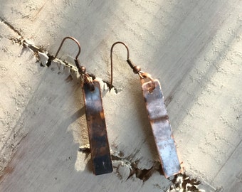 Rustic Drop Copper Earrings