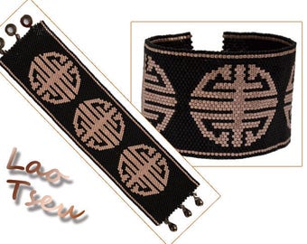 "Lao Tzu" weaving Delica peyote Cuff Bracelet