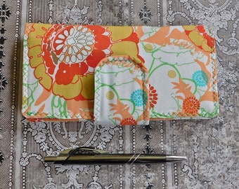Floral Checkbook Wallet - Checkbook Cover - Coupon Case - Cash Wallet - Fabric Wallet