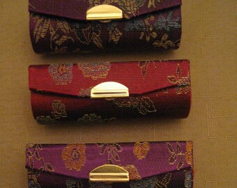 LIPSTICK CASE Floral Print Satin Mirrored Case Snap Closure CHOOSE Your Favorite Color