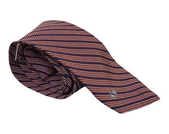 VALENTINO Vintage Silk Red Blue Striped Tie