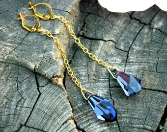 Statement jewelry purple earrings swarovski crystal earrings drop earrings long dangle earrings violet earrings shoulder earrings women gift