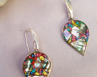 Silver and abalone earrings handmade
