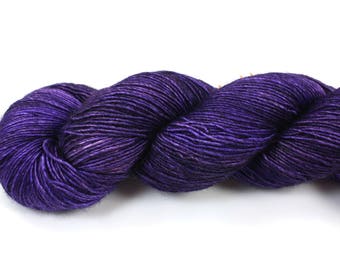 Purple Velvet--hand dyed sock weight yarn, merino and silk single ply, (438yds/100gm)