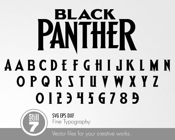 Black Panther Alphabet Emblem Numbers svg eps dxf