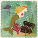 PATTERN - "Mermaid's Treasure" Pattern of the Month wool applique' quilt block or table mat.