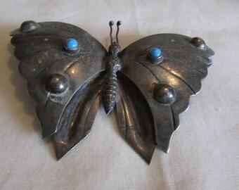 Vintage Sterling Silver Butterfly Pin from Mexico