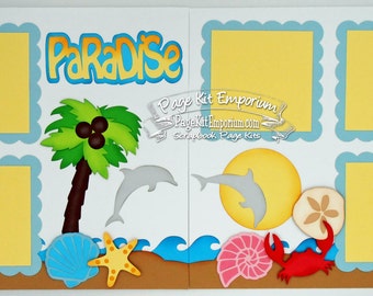 Scrapbook Page Kit Layout Summer Beach Sea Vacation Boy Girl 2 page Scrapbook Layout Kit 73