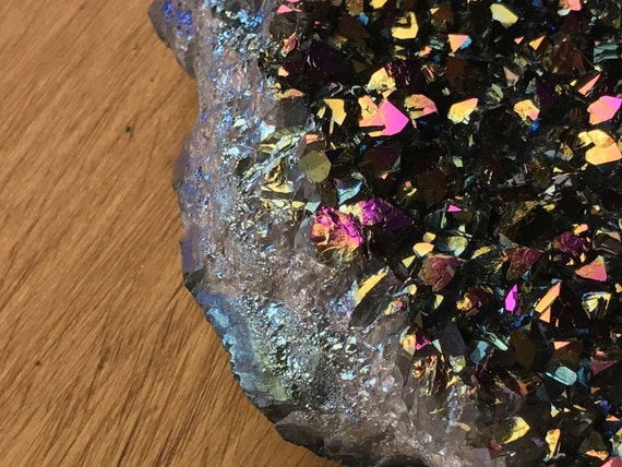 Titanium Aura Quartz Amethyst Cluster 860g, Rainbow Titanium Aura Quartz Slab, Aura Amethyst Cluster, Aura Quartz Point, Amethyst Cluster