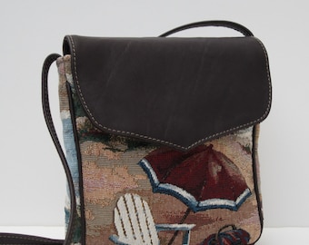 SMALL MESSENGER BAG by Elizabeth Z Mow Beach Themed with Leather