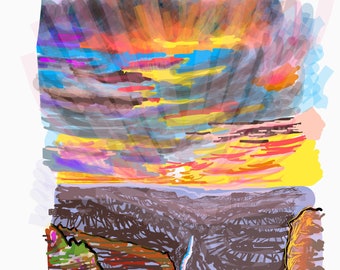 Grand Canyon Sunset - Bright Streaky Vibrant