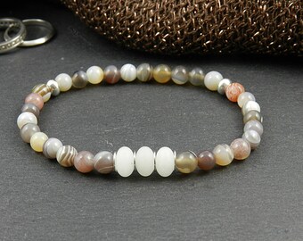 Bracelet from Botswana-Agate & Snow Quartz