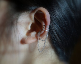 11)Triple Lines With Double Chain Ear Cuff