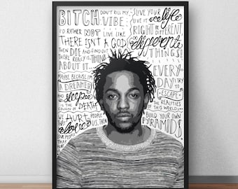 Kendrick Lamar quote print / poster hand drawn type / typography