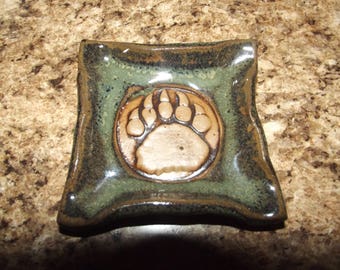 Handmade Pottery Spoon Rest, Teaspoon Rest, Teabag Holder, Coffee Spoon Rest, Pill Dish, Ring Holder, Jewelry Holder, Wedding Favor, Bear