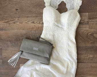 Monogrammed Clutch | Bridal Pack | Bridesmaid Gift | Fold Over Clutch | Fold Over Purse | Monogram Fold Over | Vegan Leather | Charlotte