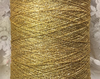 metallic coned yarn approx 4500 yds lb gold metallic machine knitting crafts altered art sweaters
