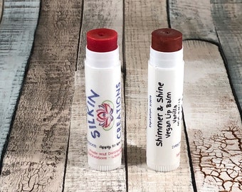 Vegan Tinted Lip Balm, Shimmer and Shine Vegan Lip Balm, Vegan Chapstick, Lip Gloss, Tinted Chapstick, Vegan Tinted Lip Balm