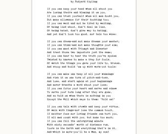 Poem for Teenage Boy, Art Print, If poem, Rudyard Kipling, graduation gift for him