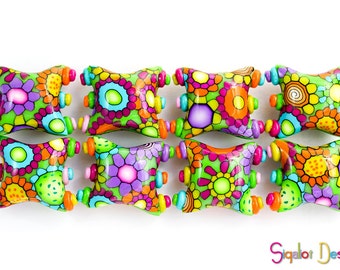 Smile - 8 polymer clay pillow beads - 20mm