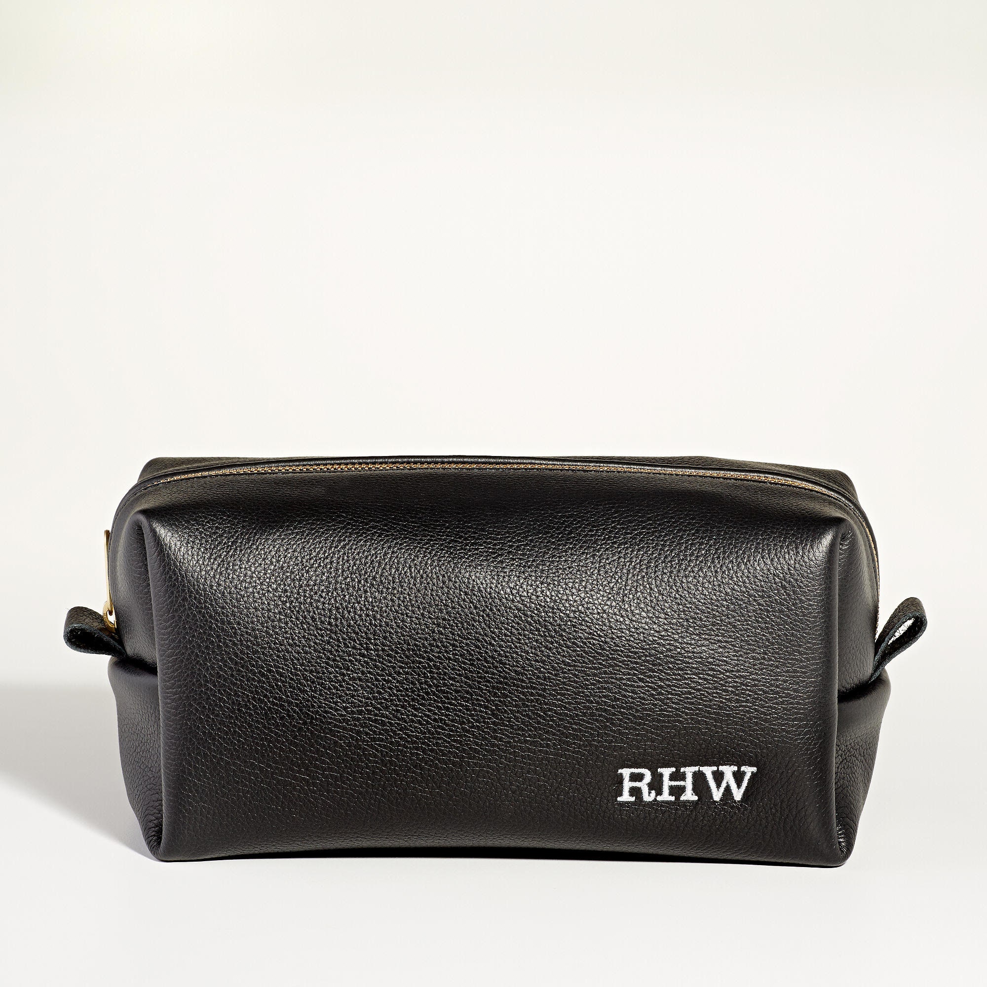 Men's Black Leather Dopp Kit Custom Groomsmen Gift
