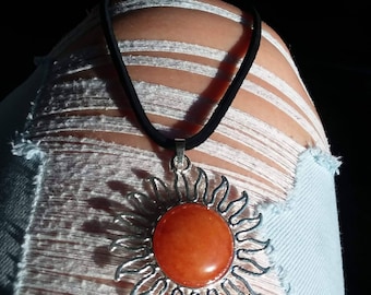 Orange sun necklace