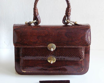 Vintage Snake Skin handbag + purse