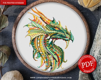Mandala Dragon Cross Stitch Pattern for Instant Download *P228 | Lovely Cross Stitch| Room Decor| Needlecraft Pattern| Easy Cross Stitch