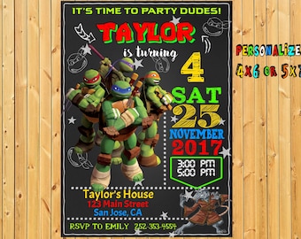 Ninja Turtle Invitation, Ninja Turtles Party, TMNT invitation, Teenage Mutant Ninja Turtle invitations, TMNT Birthday Invitation, TMNT Card