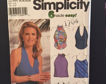 Simplicity pattern 9697 women's halter tops, sizes 14-20