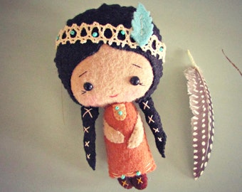 Native American Doll - Felt Doll - Small Doll - Girls Toy