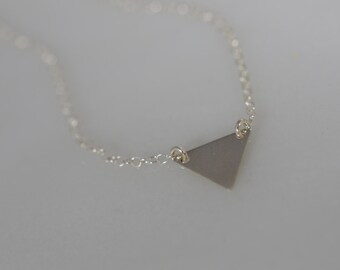 Sterling Silver Triangle Necklace - Triangle Geometric Necklace