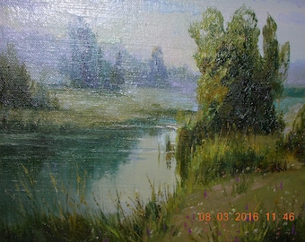 Original oil painting "Rivulet", canvas, in frame