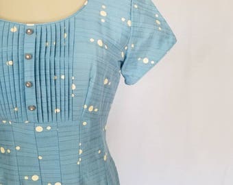 1950s Dress // 50s Dress // 1950s Baby Blue Polka Dot Dress // Vintage Polka Dot Dress // Vintage 50s Summer Dress // Modern Size 6