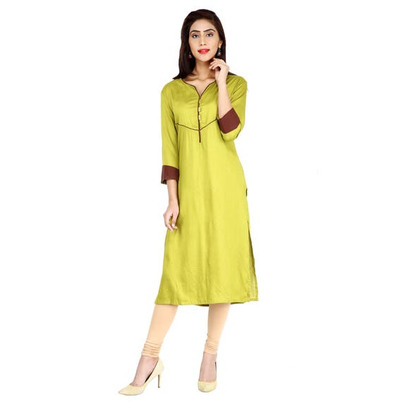 Plain color Indian Long Rayon kurti trendy long rayon kurti