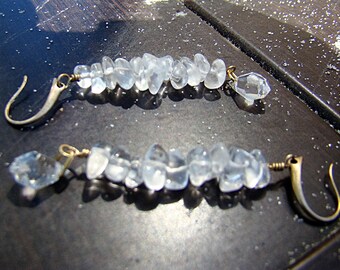 Captured Sunshine Earrings - Clear Quartz Nuggets