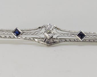Filigree 14Kt White Gold Bar-pin