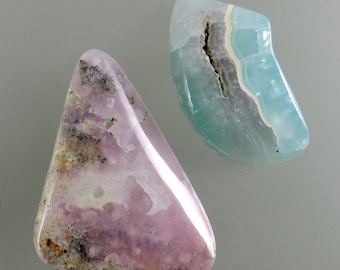 Smithsonite Cabochons, Translucent Smithsonite Cabochons, Pink Cab, Blue Cab, Designer Cabochons, Gifts, C2393, Handcrafted by 49erMinerals