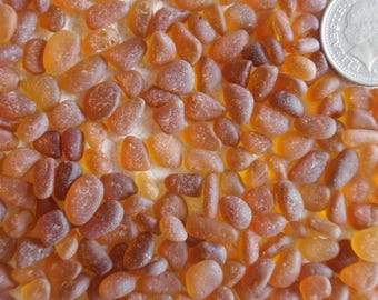 200 English extra teeny tiny sea glass all shades of brown/amber jewellery or crafts
