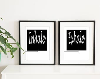 Inhale Exhale Print, Minimalist Typography Art, Yoga Wall Art, Pilates Art, Relaxation Gifts, Breathe Print, Home Wall Art, Instant Download
