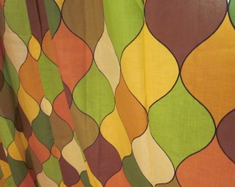 Vintage Mod Boho Full Length Curtains, Green Mod Drapes, Vintage Pop Art Drapes, Mid Century Mod Curtains, Mid Century Mod Drapes