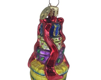 RARE Christopher Radko Gem Stack of Presents Gifts Red Ribbon Christmas Ornament