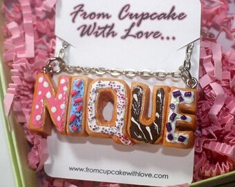 Custom Donut Name Necklace