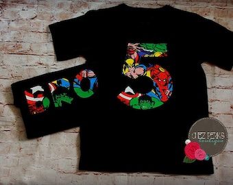 Avengers Number T shirt for Boys, super hero birthday shirt